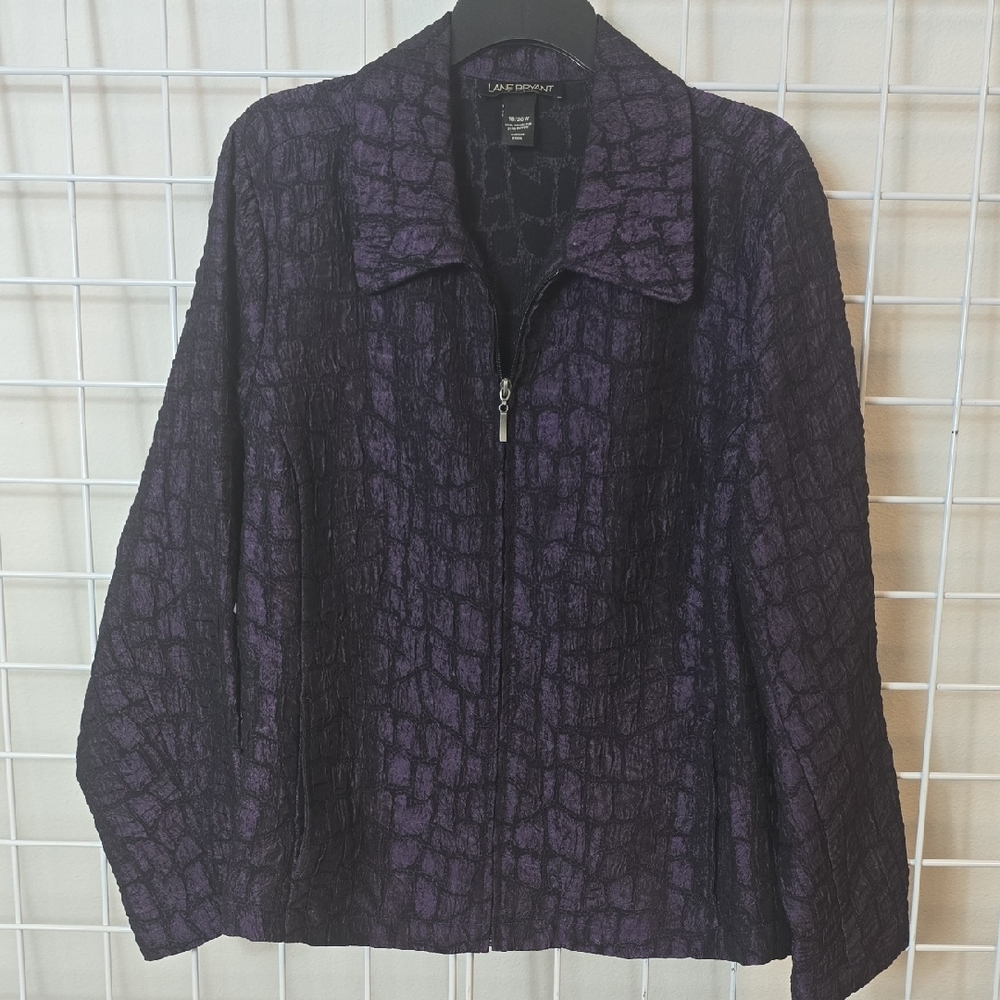 Lane Bryant‎ Black and Purple Croc Textured Jacket Size 18-20W